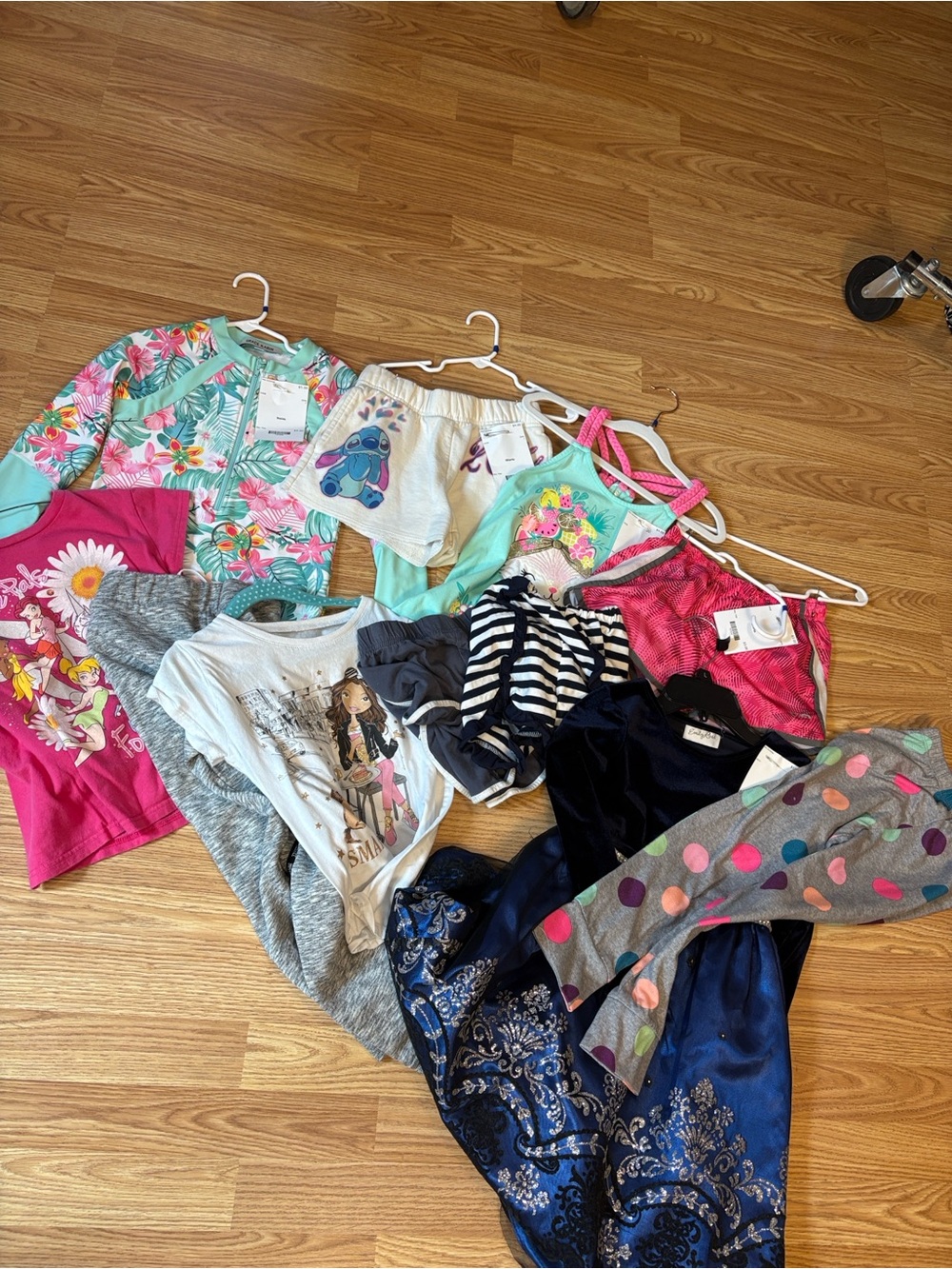 Girls Mixed Clothing Bundle with Floral, Polka Dot & Graphic Tops